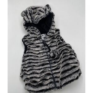 Widgeon Toddler Girls Faux Fur‎ Fuzzy Hooded Vest With Ears Grey 2 US 2T